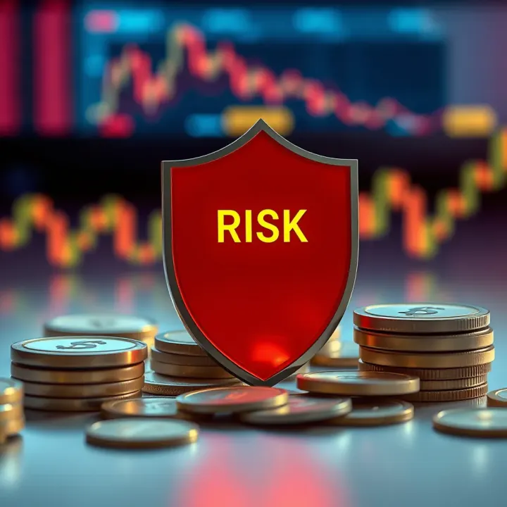 Conceptual illustration of risk management in forex with shield and currency symbols
