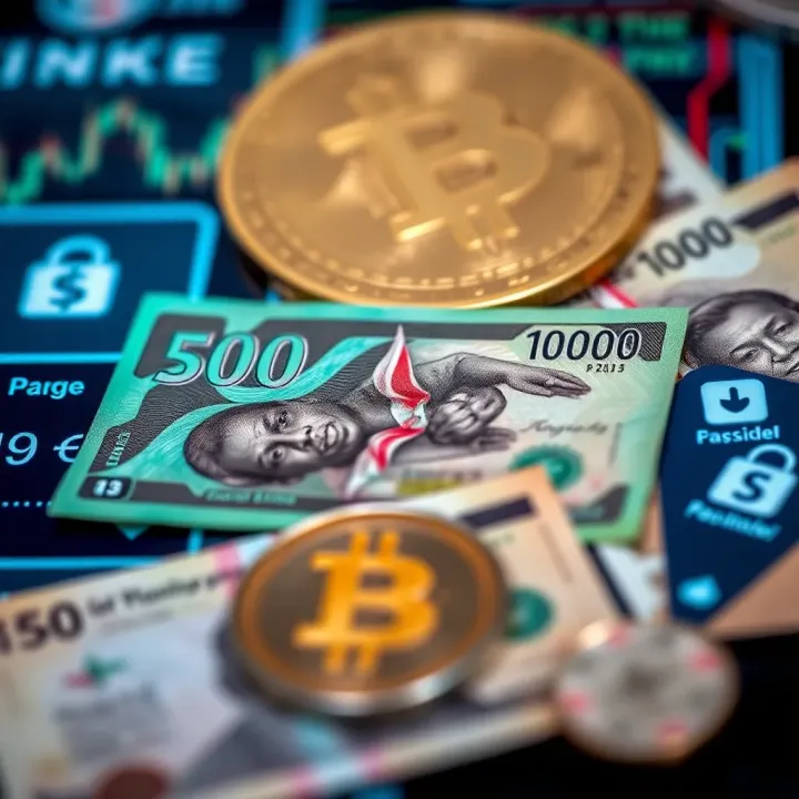 Digital representation of Kenyan currency with secure online payment icons including mobile money transaction symbols