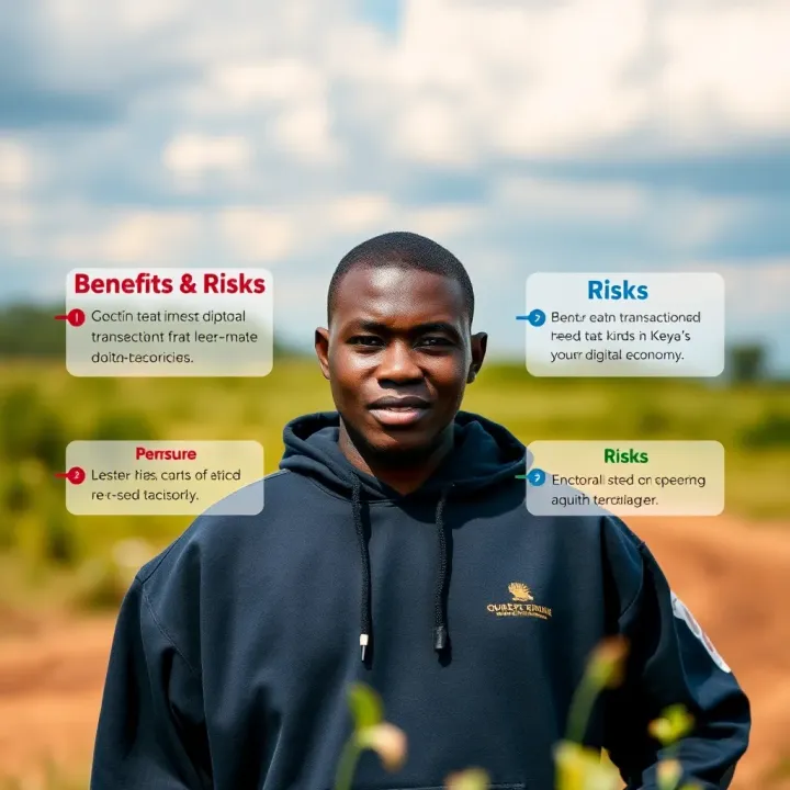 Visual representation of benefits and risks associated with peer-to-peer transactions in Kenya's digital economy
