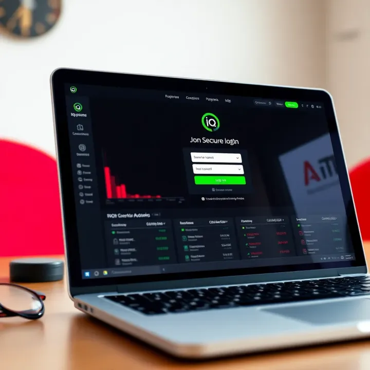 Secure Access to IQ Options Platform for Kenyan Users Secure login interface of IQ Options platform for Kenyan traders on a laptop screen