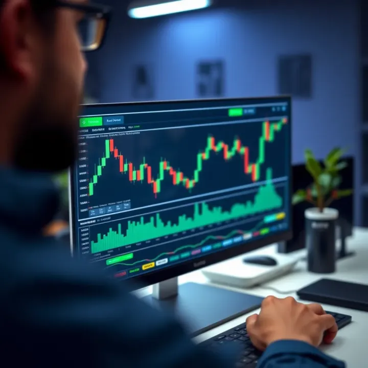 Overview of Olymp Trade Trading Platform Interface of a trading platform showing charts and graphs on a computer screen