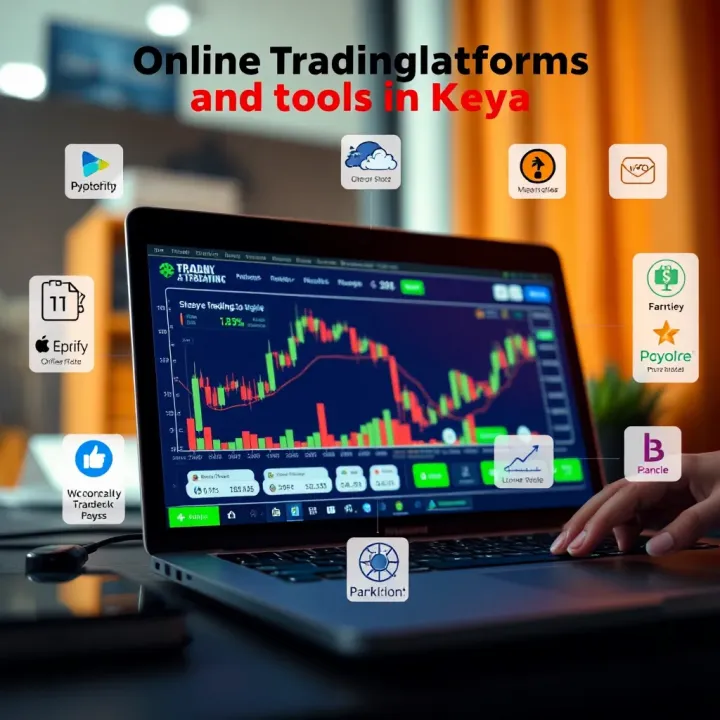 Graphic showing key online trading platforms and tools used in Kenya