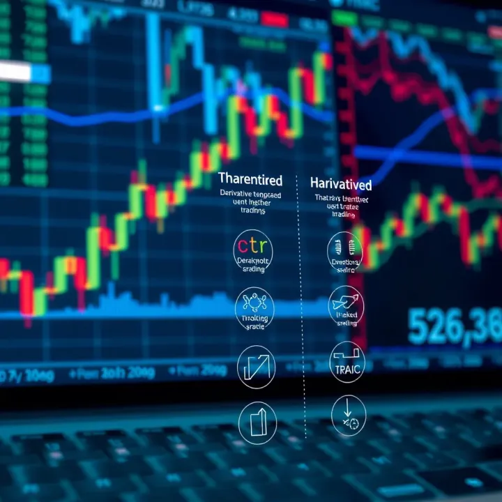 Graph showing various types of derivatives used in trading with financial charts in the background