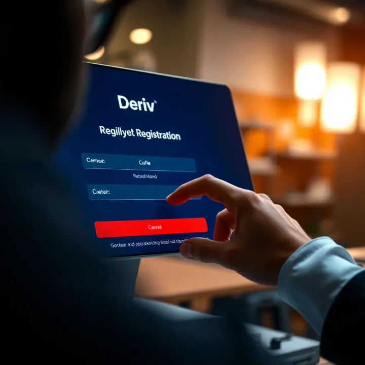 User entering registration details on Deriv platform interface