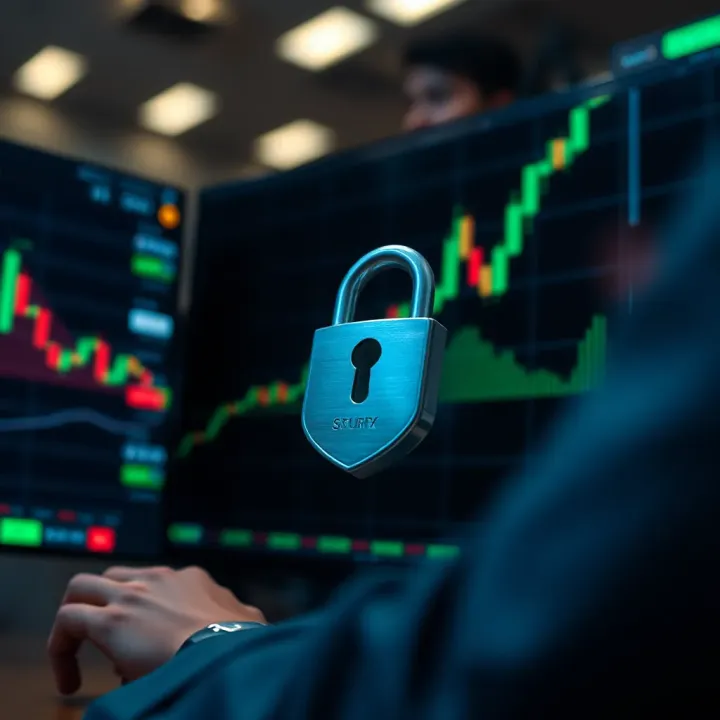 Visual representation of regulatory compliance and security measures for online trading platforms