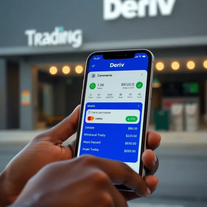 Secure Funding Methods for Trading on Deriv in Kenya Secure payment gateways on the Deriv app highlighting deposit and withdrawal methods available for Kenyan users