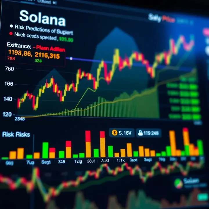 Chart displaying expert forecasts and potential risks affecting Solana cryptocurrency value