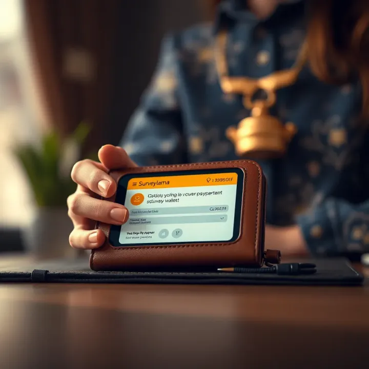 Digital wallet displaying successful payment confirmation from a survey platform