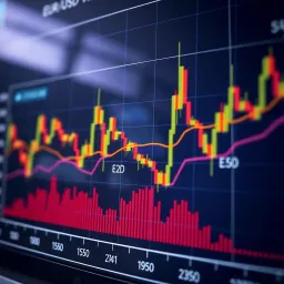 Graph showing the recent fluctuations of the EUR/USD currency pair with key support and resistance levels