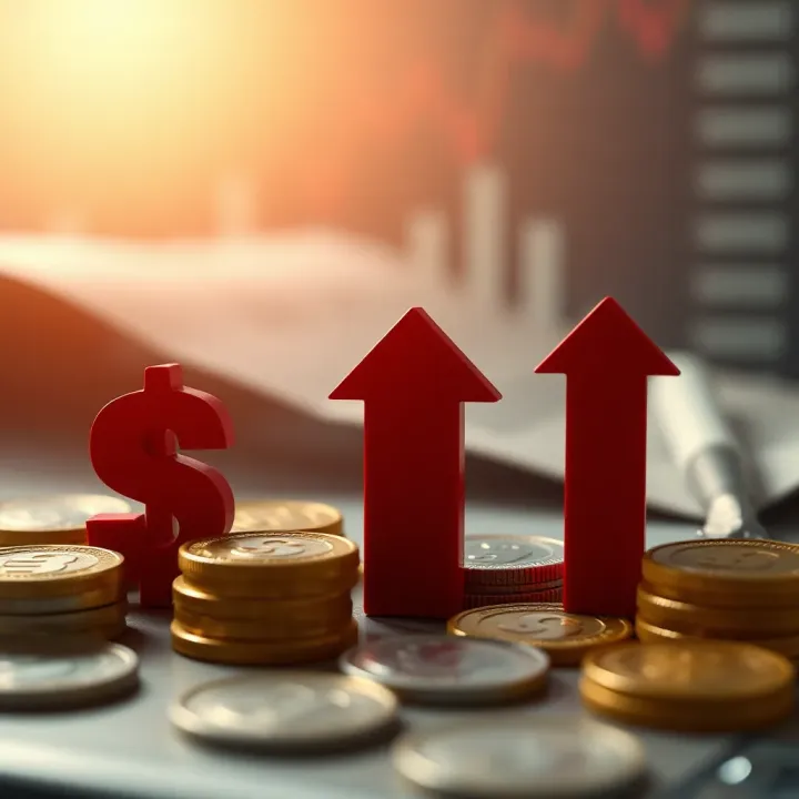 Illustration of currency symbols and upward arrows representing forex market growth