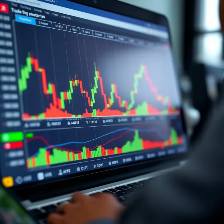 Screenshot of Tradeview.com chart interface showing candlestick patterns and technical indicators