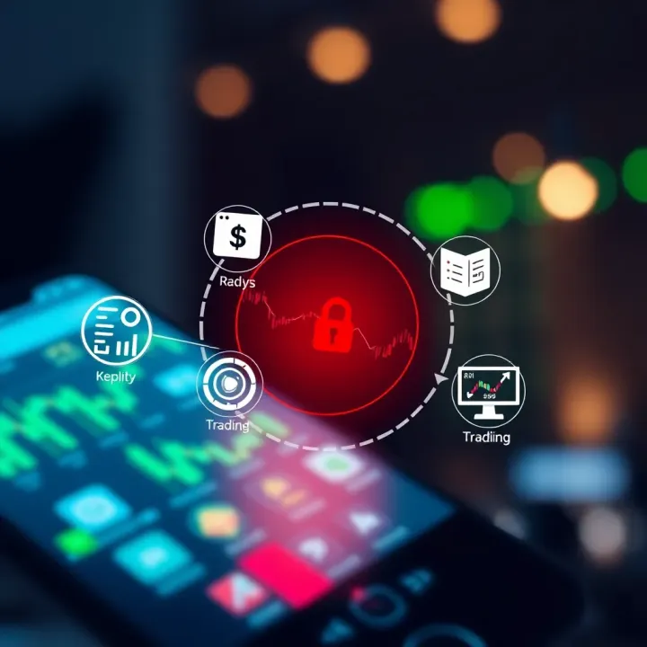 Secure mobile trading platform showcasing security features and Kenyan financial regulations icons