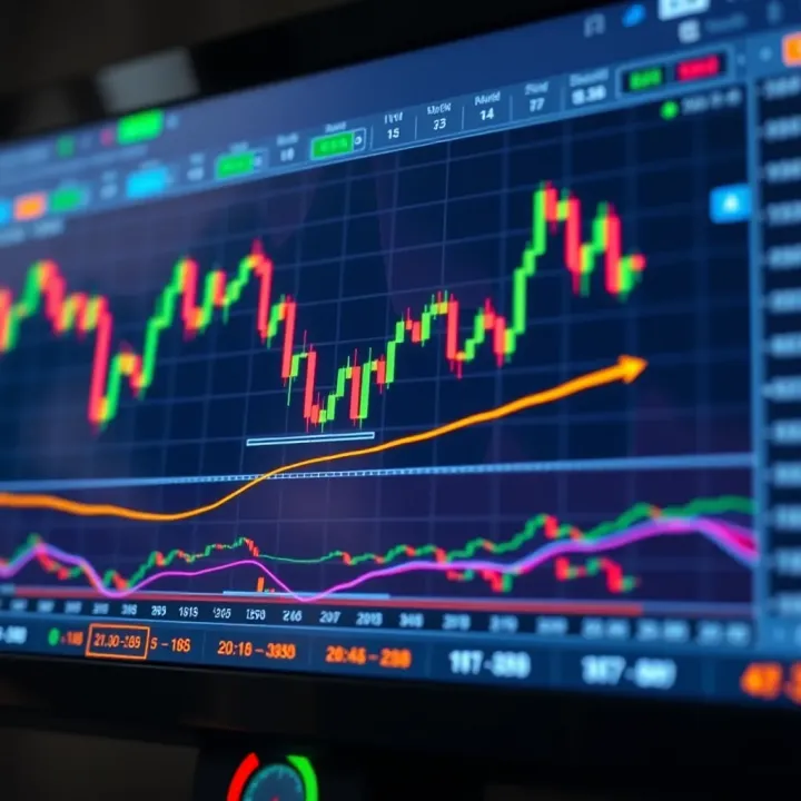 TradingView chart displaying candlestick patterns and technical indicators for binary options analysis