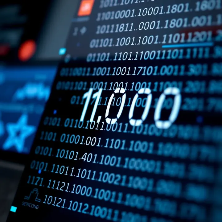 Diagram illustrating the binary numeral system with a sequence of zeros and ones representing digital data