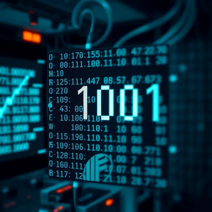 Diagram showing binary digits representing data within a computer system