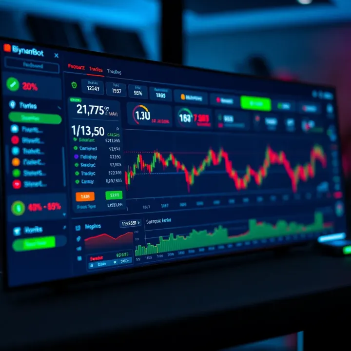 Dashboard showcasing automated trading bots with performance metrics on binary trading platform