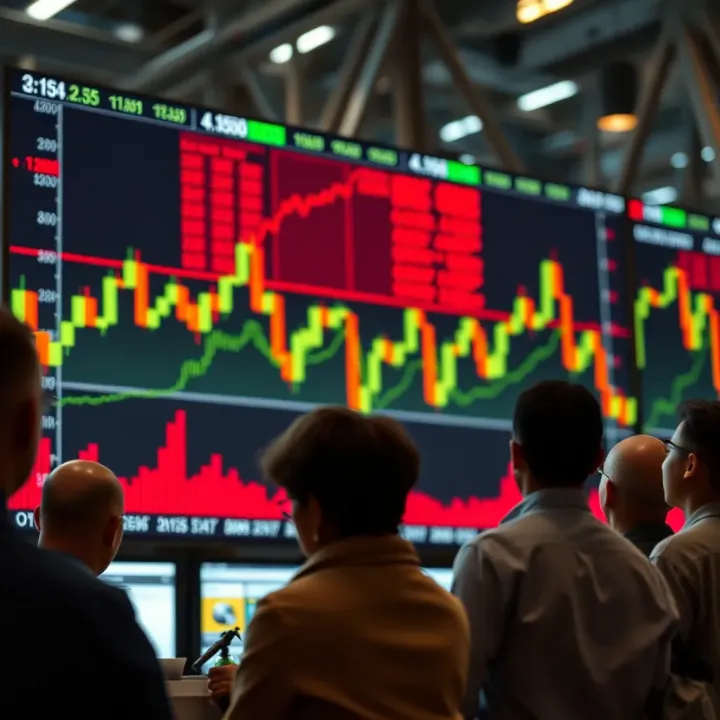 Economic Effects of Boom and Crash Patterns in Markets Illustration of economic impact with fluctuating stock market charts and investor reactions