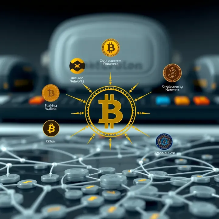 Diagram illustrating cryptocurrency wallets connecting to different blockchain networks