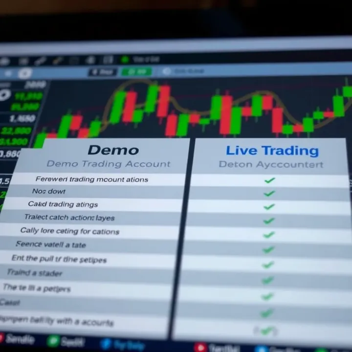 Chart showing comparison between demo trading account and live trading account features