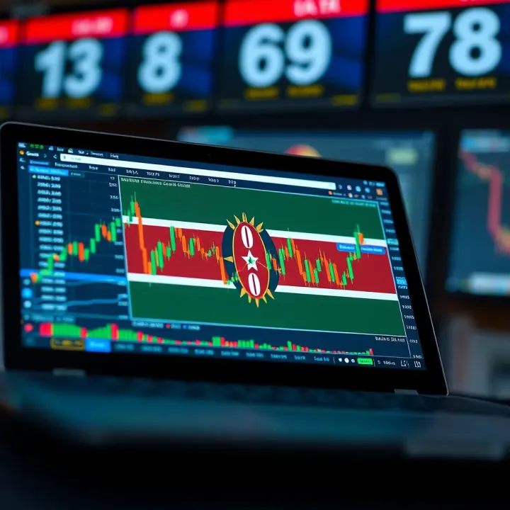 Graph showing automated trading activity on digital devices with Kenyan flag