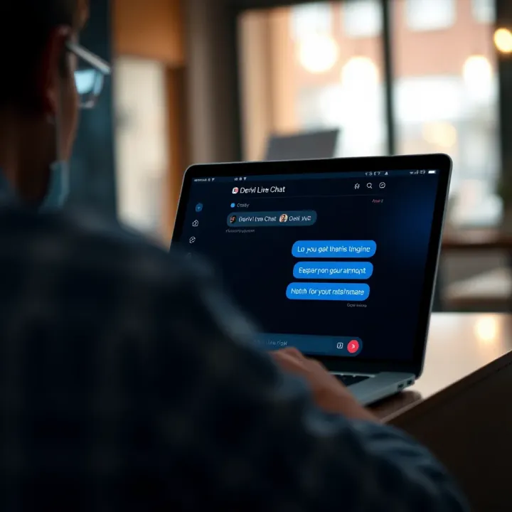 Customer support interface displaying live chat conversation on a digital device