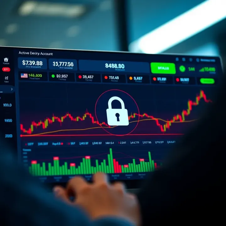 Active Trading Account Dashboard on Deriv via Binary Dashboard showing active trading account with various financial instruments and secure connection icon