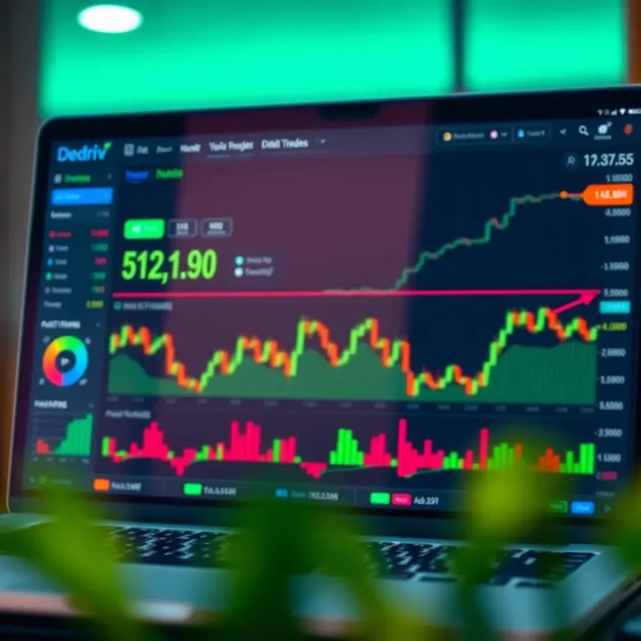 Illustration of a digital trading platform dashboard with charts and real-time data