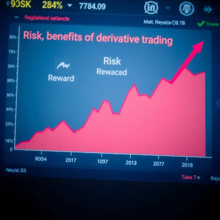 Graph depicting risk and reward balance in derivative trading with regulatory symbols of Kenyan finance authorities
