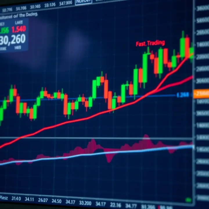 Chart showing Fibonacci retracement levels indicated on a candlestick graph with highlighted support and resistance zones