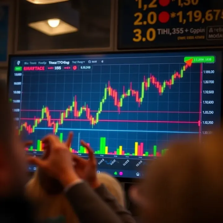 Graph showing currency exchange rates and trading trends