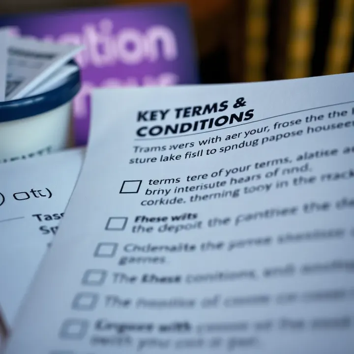 Illustration of a checklist highlighting important terms and conditions for no deposit bonuses