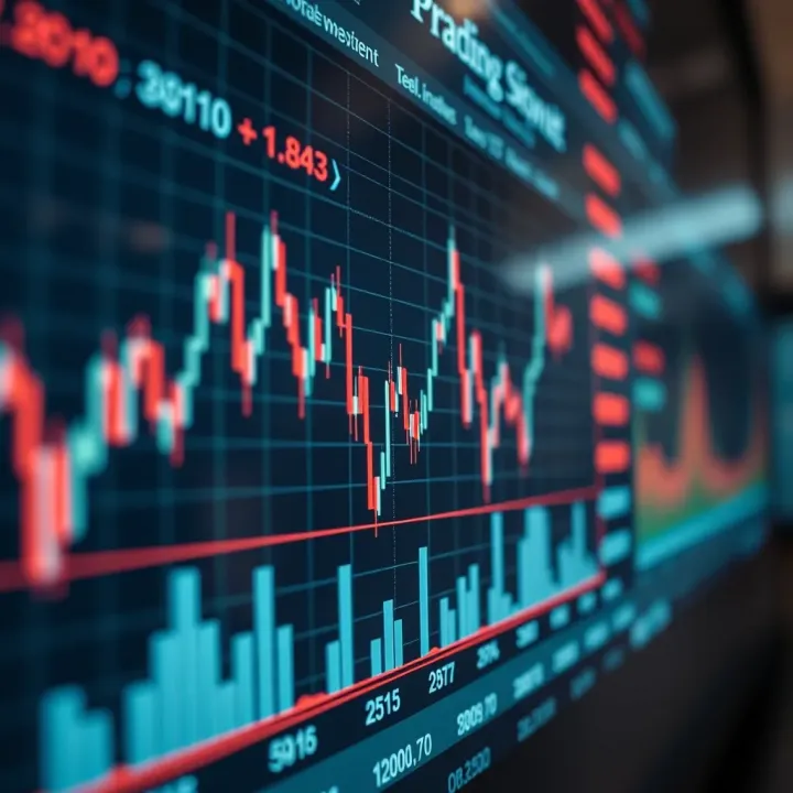Graph showing the movement of forex trading indices with fluctuating lines and market data