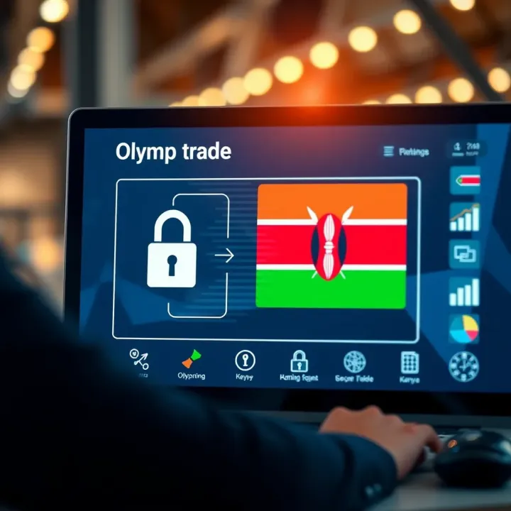 Secure Registration Process for Kenyan Traders on Olymp Trade Illustration of secure online registration with Kenyan flag symbol and digital security icons