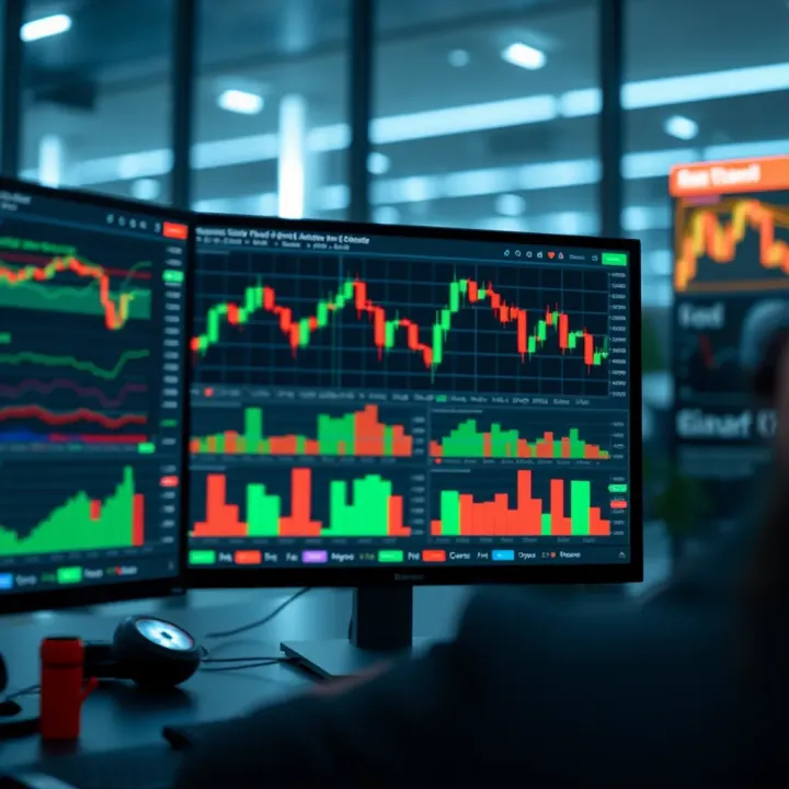 SmartCharts interface displaying various chart types with technical indicators on Binary.com platform