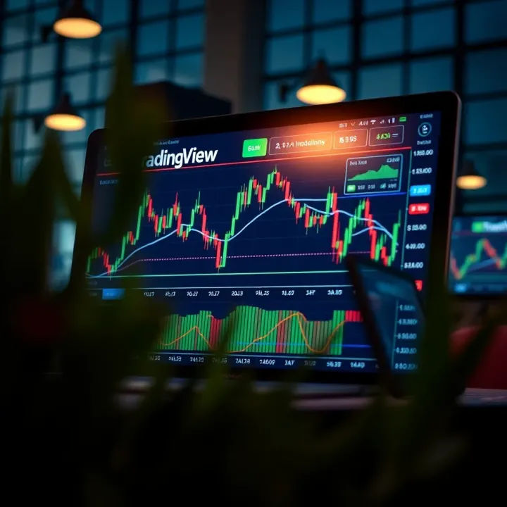 TradingView chart displaying multiple technical indicators on a digital screen