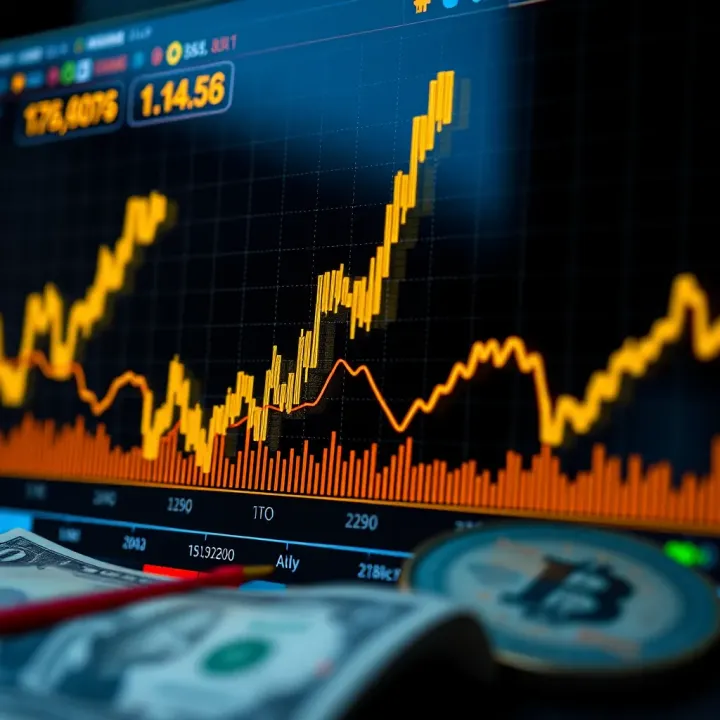 Graph showing gold price fluctuations against the US dollar with economic indicators